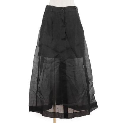 Chanel Silk Sheer Pleated Skirt Black