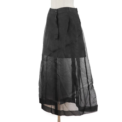 Chanel Silk Sheer Pleated Skirt Black