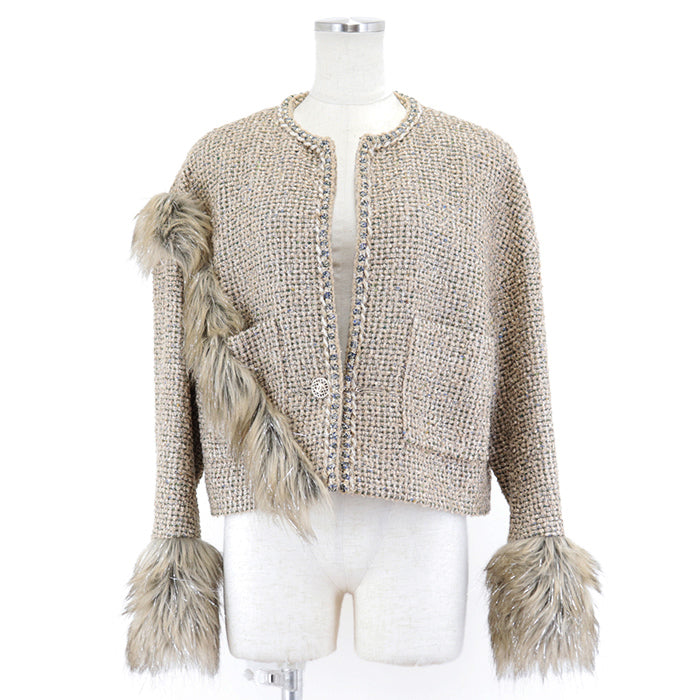 Chanel Tweed Collarless Jacket Gold
