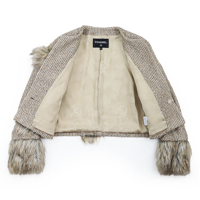 Chanel Tweed Collarless Jacket Gold