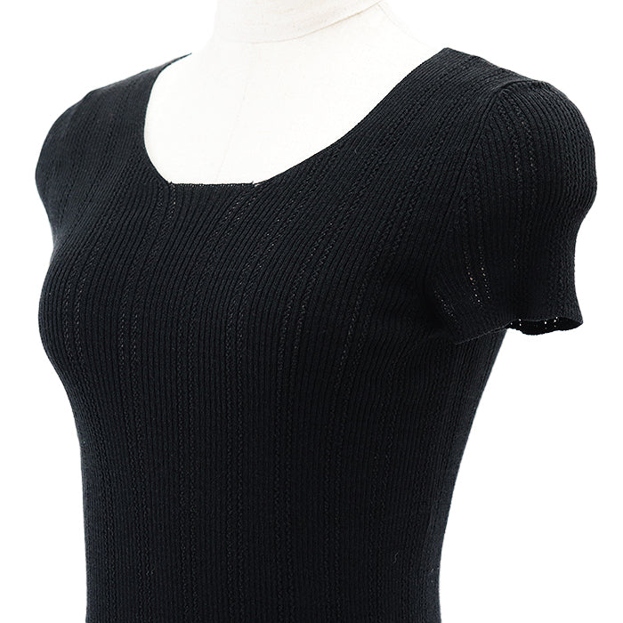 Chanel Short Sleeve Top Black Cotton Blend