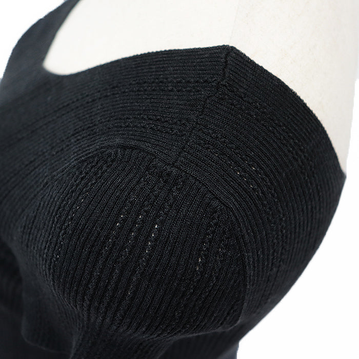 Chanel Short Sleeve Top Black Cotton Blend