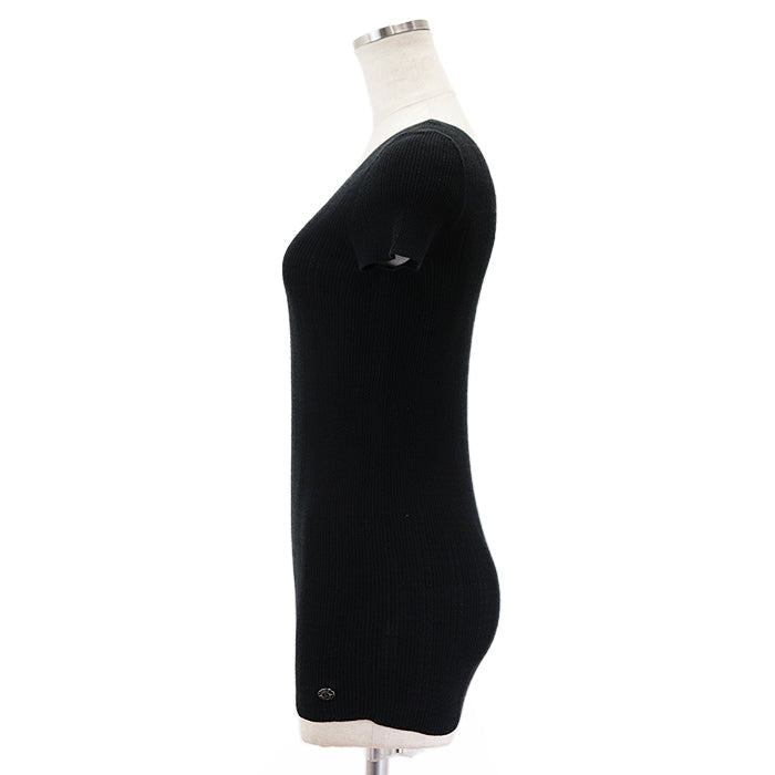 Chanel Short Sleeve Top Black Cotton Blend