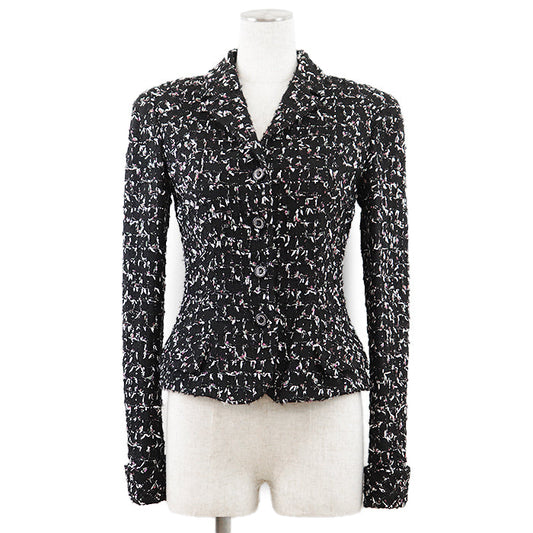 Chanel Tweed Jacket Wool Blend Black Multicolor