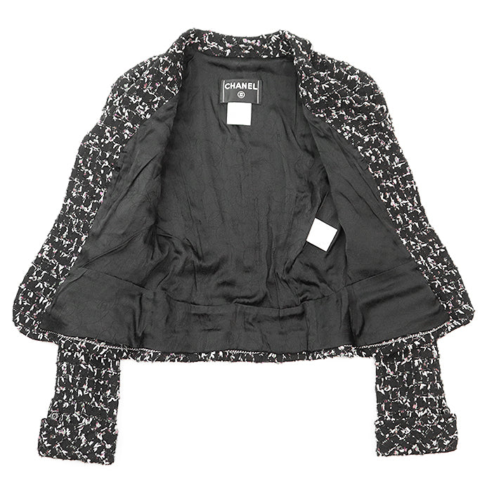 Chanel Tweed Jacket Wool Blend Black Multicolor