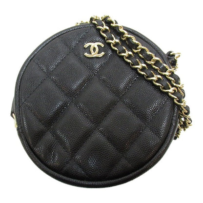 Chanel CC Caviar Round Clutch Bag  Leather Crossbody Bag in Excellent condition