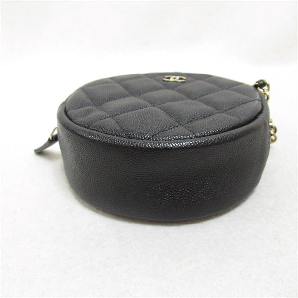 Chanel CC Caviar Round Clutch Bag  Leather Crossbody Bag in Excellent condition