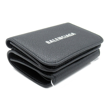 Balenciaga Leather Trifold Wallet Black