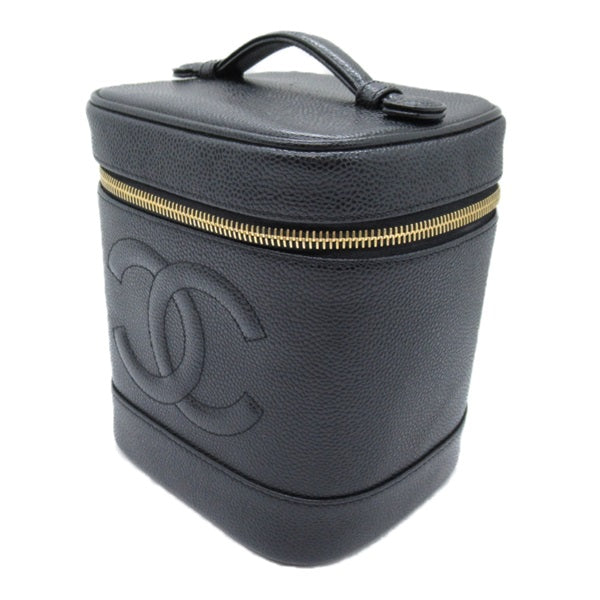Chanel CC Caviar Vertical Vanity Case Leather Vanity Bag A01998 in Good condition