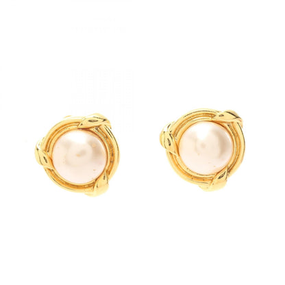 Chanel Gold Plated Faux Pearl Earrings