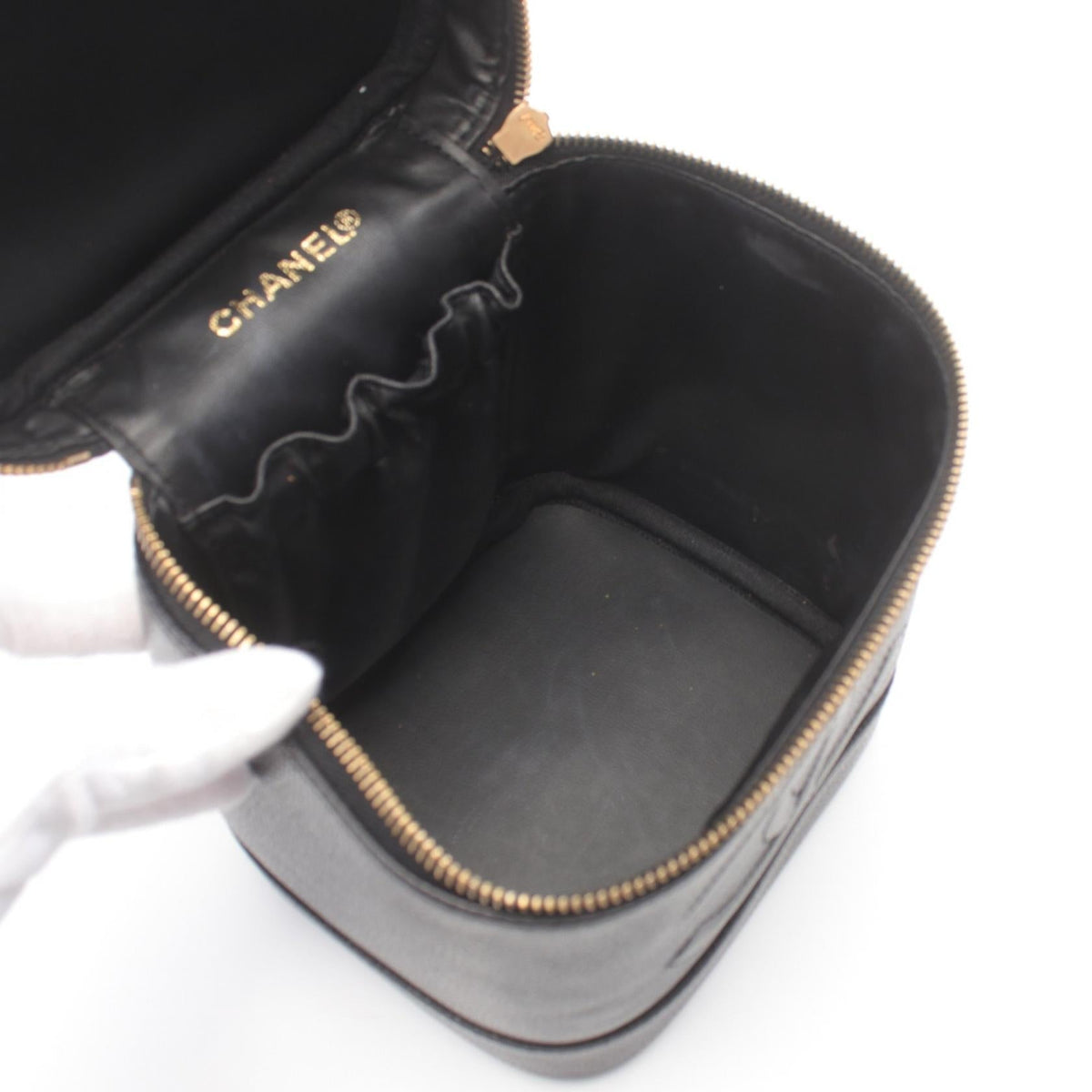 Chanel Caviar Skin Coco Mark Handbag Black