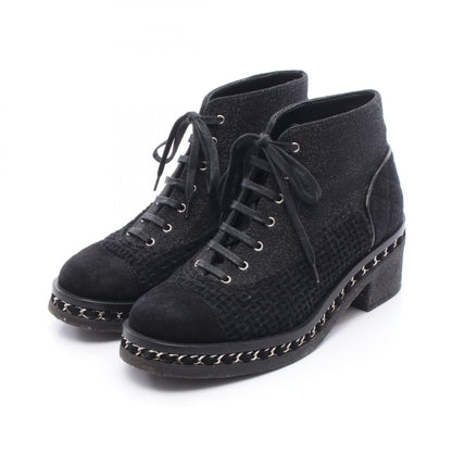 Chanel Matelasse Suede Wool Fabric Boots