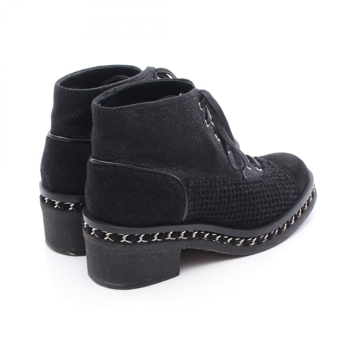 Chanel Matelasse Suede Wool Fabric Boots