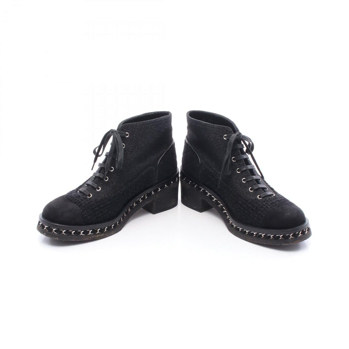 Chanel Matelasse Suede Wool Fabric Boots