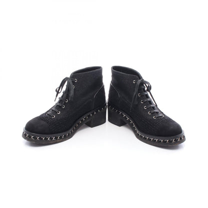 Chanel Matelasse Suede Wool Fabric Boots