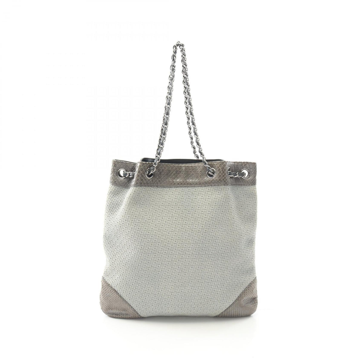 Chanel Shoulder Bag Canvas Exotic Leather Shoulder Bag