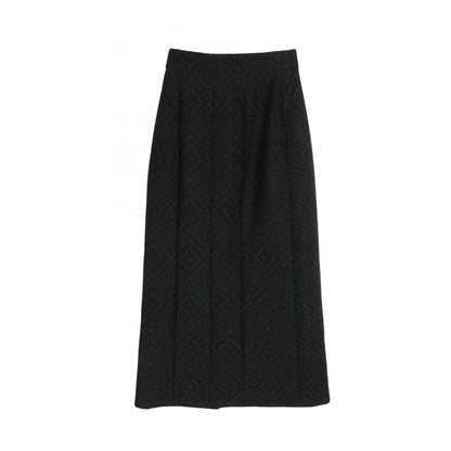 Chanel Coco Mark Embroidery Wool Silk Skirt