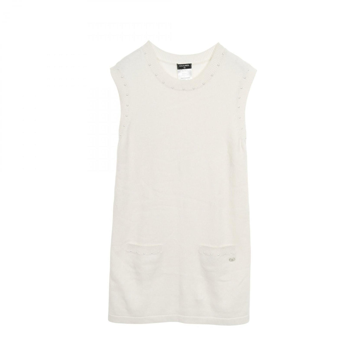 Chanel Pearl Trim Cotton Cashmere Dress