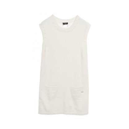 Chanel Pearl Trim Cotton Cashmere Dress
