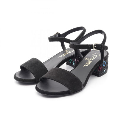 Chanel Rhinestone Logo G45366 Suede Sandals
