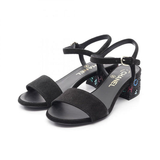Chanel Rhinestone Logo G45366 Suede Sandals