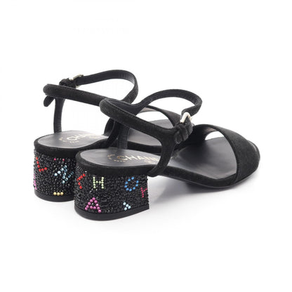 Chanel Rhinestone Logo G45366 Suede Sandals