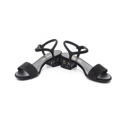 Chanel Rhinestone Logo G45366 Suede Sandals