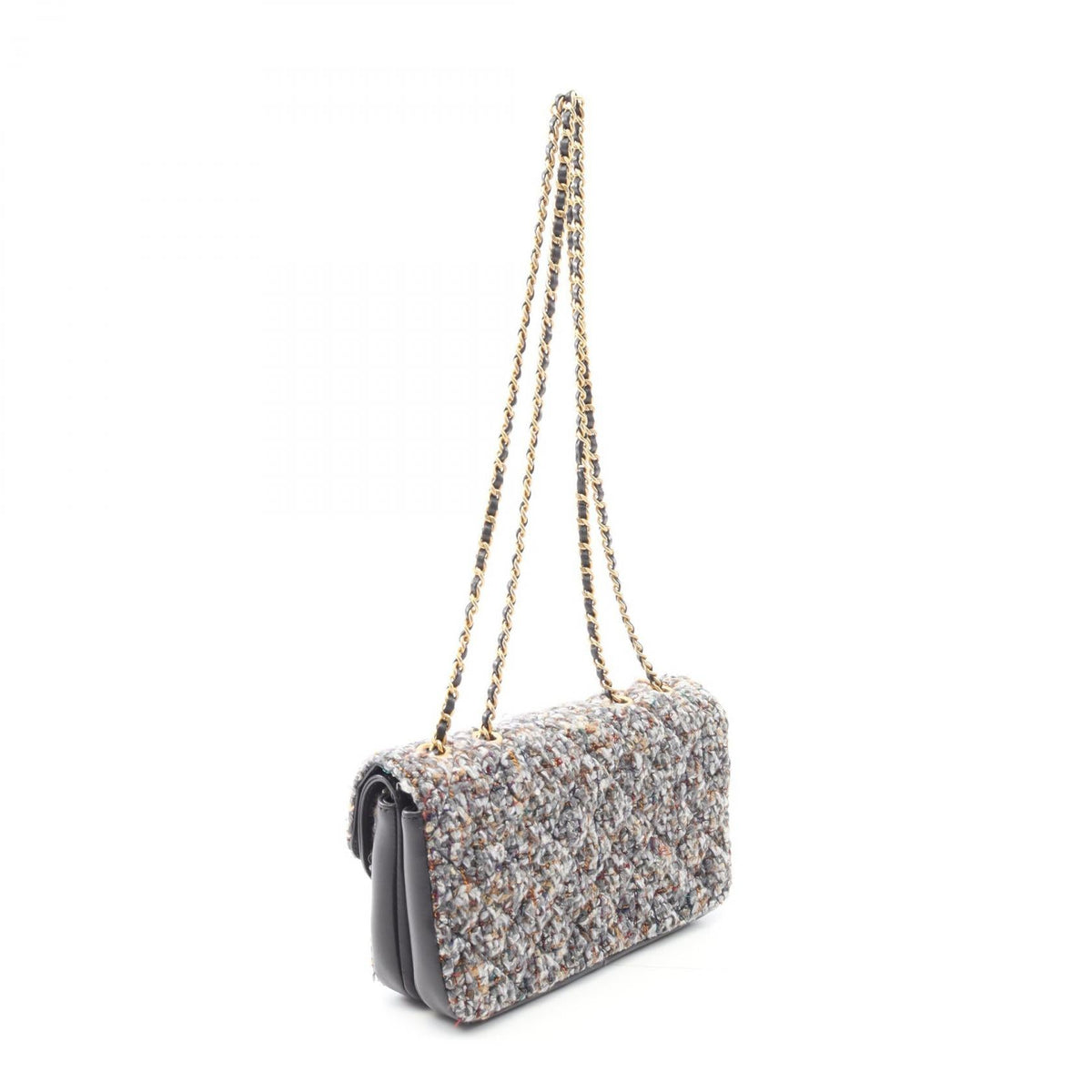 Chanel Coco Mark Fabric Leather Shoulder Bag