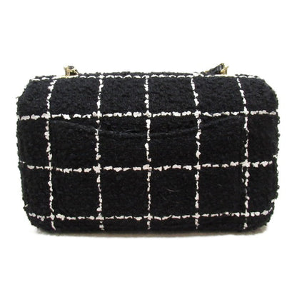 Chanel Tweed Camellia Flap Bag Canvas Crossbody Bag in Excellent condition