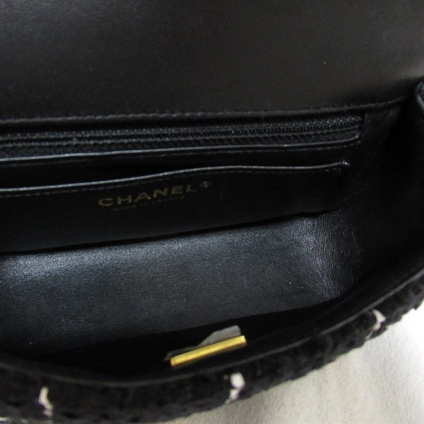 Chanel Tweed Camellia Flap Bag Canvas Crossbody Bag in Excellent condition