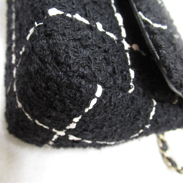 Chanel Tweed Camellia Flap Bag Canvas Crossbody Bag in Excellent condition