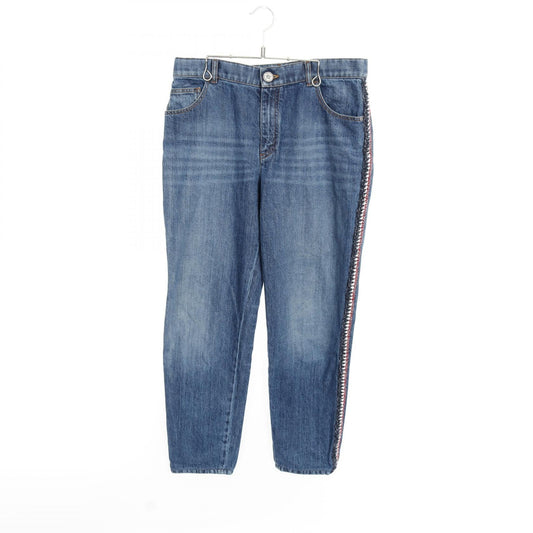 Chanel Tweed Trim Cotton Denim Pants