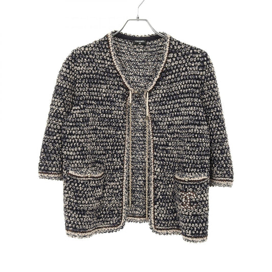 Chanel Coco Mark Chain Knit Cardigan Rayon Nylon Top