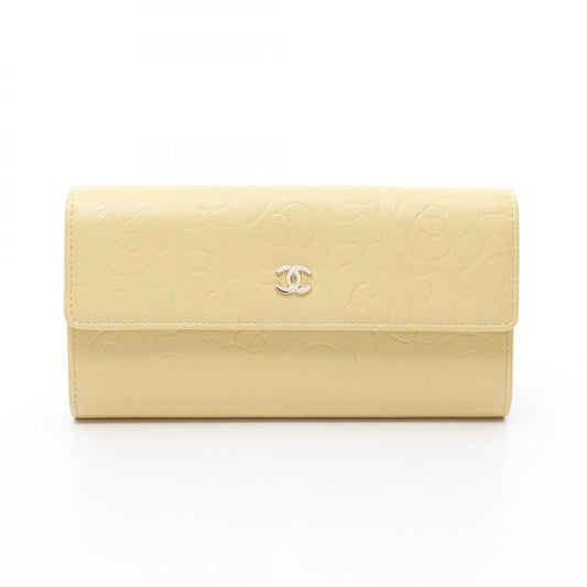 Chanel Camellia Grained Calfskin Long Wallet