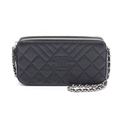Chanel W Zip Grained Calfskin Shoulder Bag