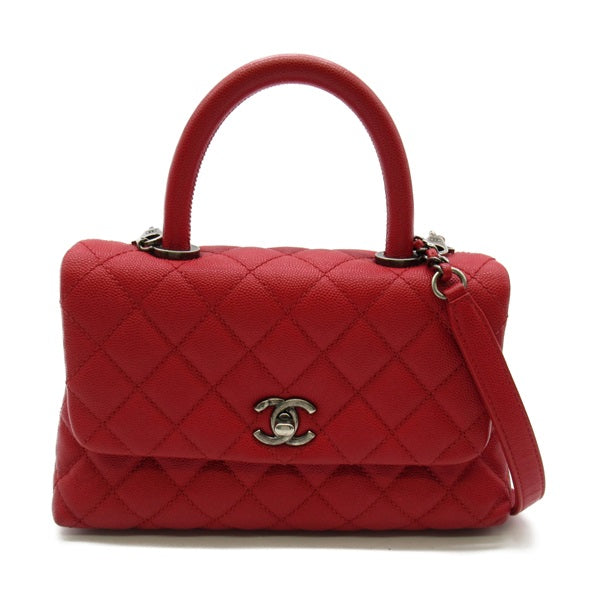 Chanel CC Quilted Caviar Handle Bag Leather Handbag in Good condition