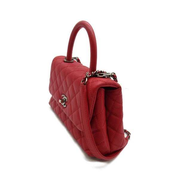 Chanel CC Quilted Caviar Handle Bag Leather Handbag in Good condition
