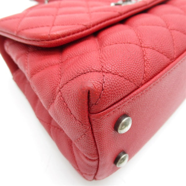Chanel CC Quilted Caviar Handle Bag Leather Handbag in Good condition