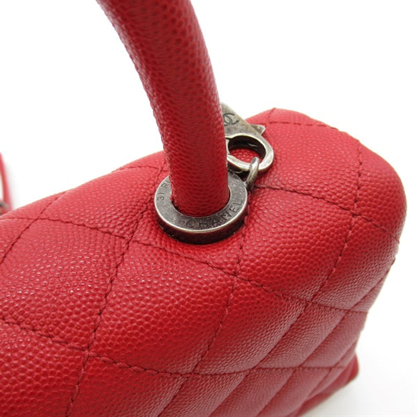 Chanel CC Quilted Caviar Handle Bag Leather Handbag in Good condition