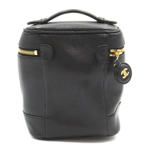 Chanel CC Caviar Vertical Vanity Case Leather Handbag in Good condition