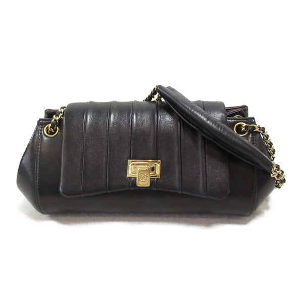 Chanel Mademoiselle Accordion Flap Bag Leather Shoulder Bag in Excellent condition