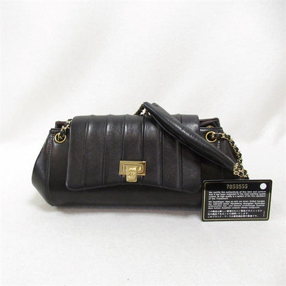 Chanel Mademoiselle Accordion Flap Bag Leather Shoulder Bag in Excellent condition
