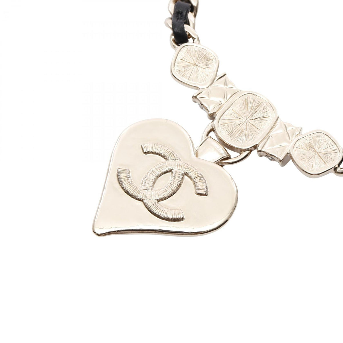 Chanel Coco Mark Heart Necklace Pearl Rhinestone Necklace