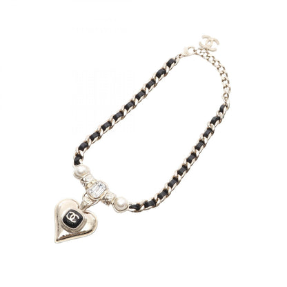 Chanel Coco Mark Heart Necklace Pearl Rhinestone Necklace
