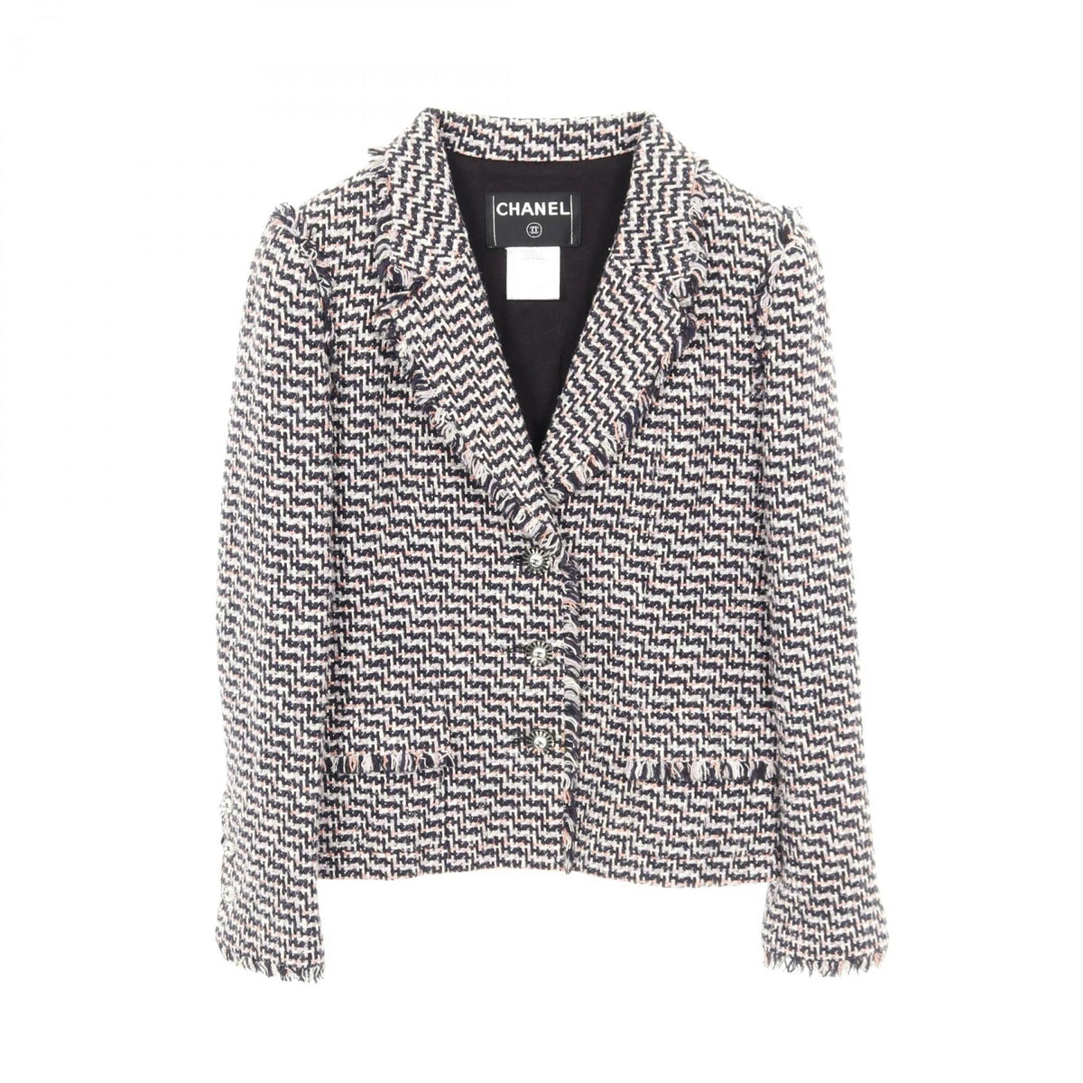 Chanel Coco Mark Button Silk Cotton Rayon Tweed Outerwear