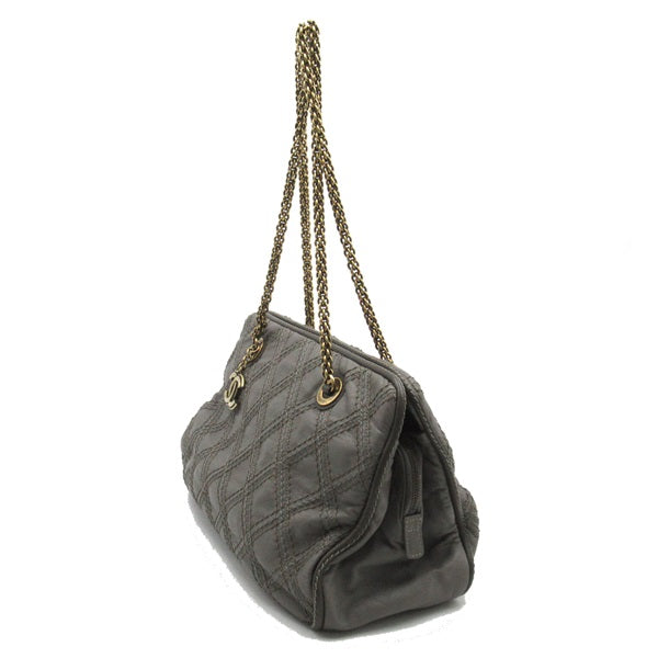 Quilted Leather Triptych Tote - '10s