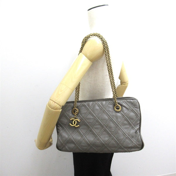 Quilted Leather Triptych Tote - '10s