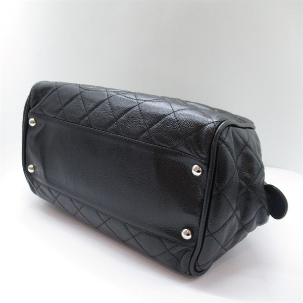 Chanel Quilted CC Caviar Bowler Bag Leather Handbag in Excellent condition