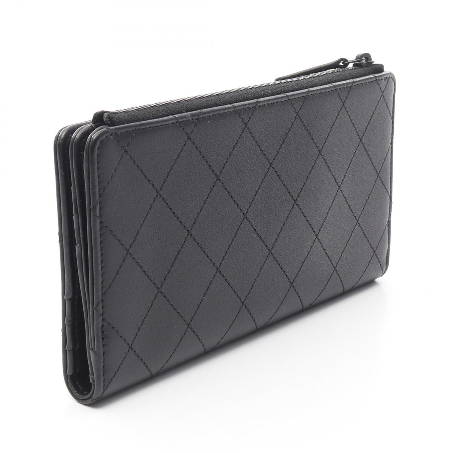 Chanel Matelasse So Black Calfskin Long Wallet