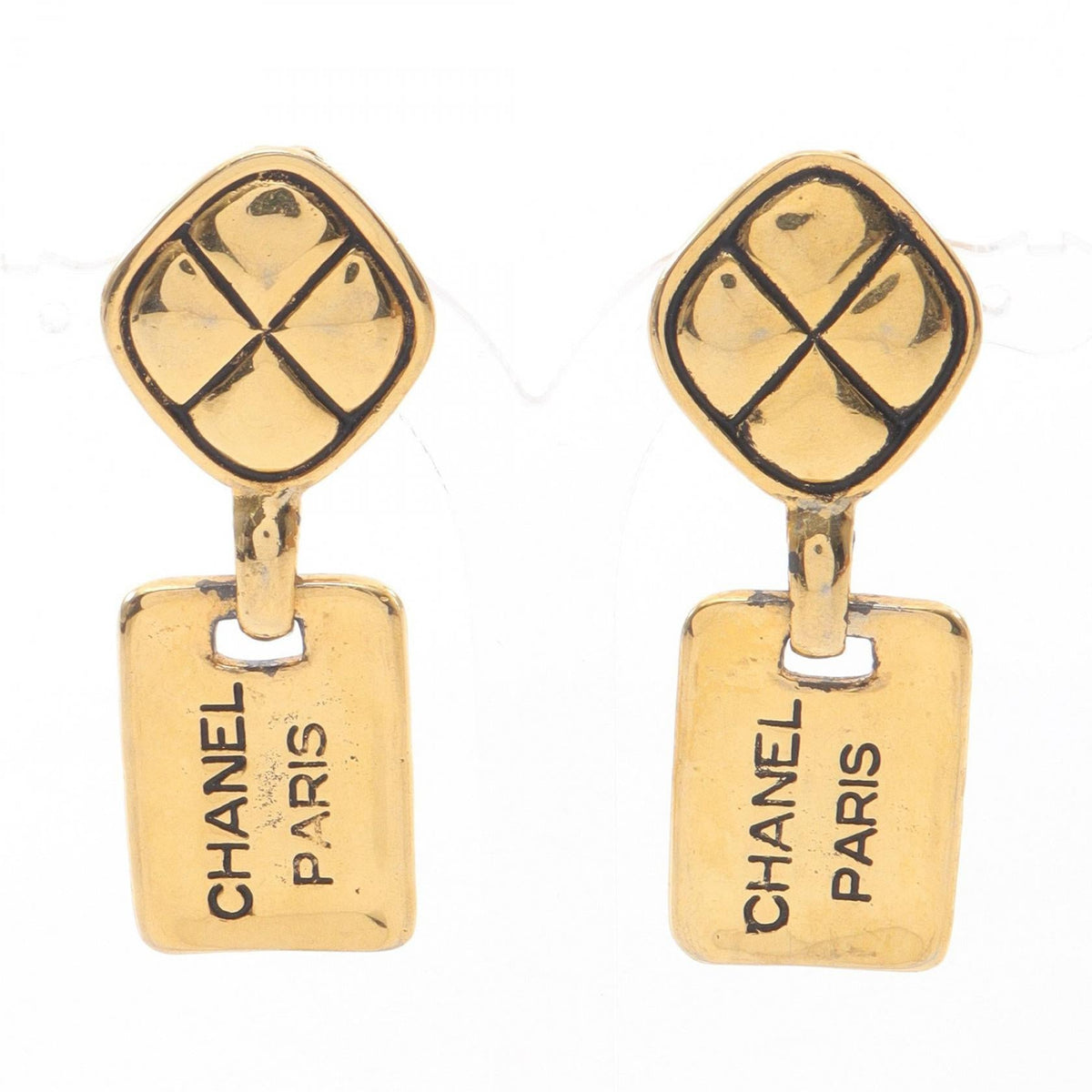 Chanel Logo Plate Earrings